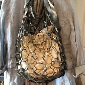 Suede Net Bucket Bag